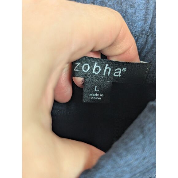 ZOBHA "Josie" Pull-On Elastic Waist Yoga Pant Pockets Navy Blue Comfort Large - Picture 6 of 7